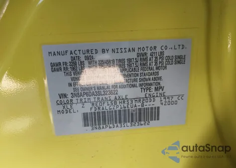 2025 Nissan Kicks Sr Fwd z USA, uszkodzony, nr VIN 3N8AP6DA3SL323622